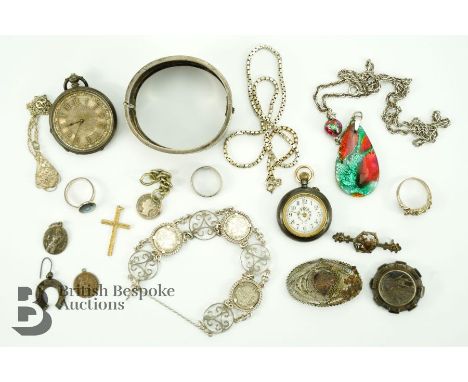 Miscellaneous silver jewellery, including silver 3d bracelet, chains, pendants, rings and bracelet, approx 146 gms. This lot 