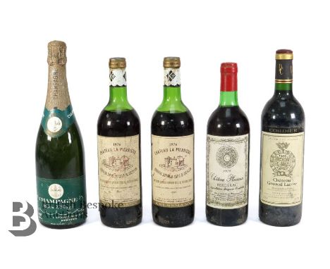 Four bottles of vintage French wine, including two bottles of Château La Pierrière Bordeaux Supérieur 1976 x 2; Château Plais