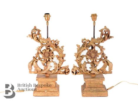 Pair of decorative lamp stands in the French manner, 20th century, approx 55 cms in height.&nbsp;