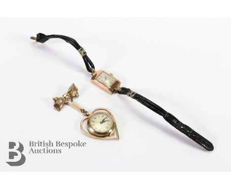 Vintage 9ct lady's tank-style cocktail watch. The watch having a 20 x 12mm champagne face with Arabic dial, watch case nr 254