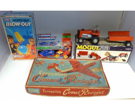 Boxed Palitoy "Coronation Comet Revojet" Mogul Meccano tractor and trailer po.3265 (box incomplete), Transformers micromaster