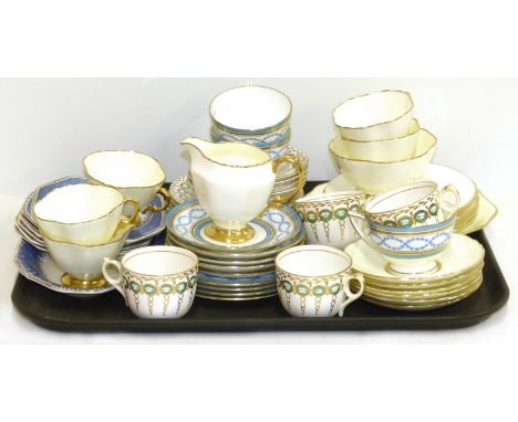 20 pieces of Hammersley cream/gilt tea ware, Meakin "Marlborough" sandwich set and a quantity of Minton "Antoinette" tea ware