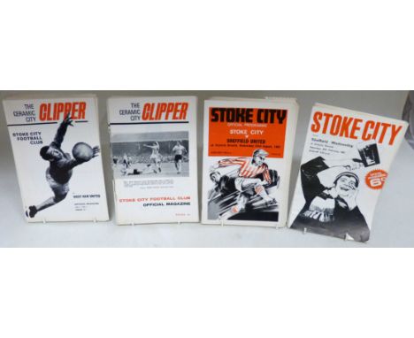 16 Stoke City programmes (The Ceramic City Clipper) from 1968, 19 from 1969, 6 programmes from 1967 and 18 from 67-68 We are 