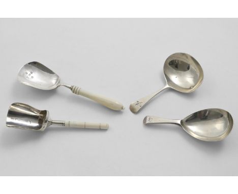 A GEORGE III OLD ENGLISH PATTERN CADDY SPOON with an oval bowl, initialled "A", by Peter &amp; William Bateman, London 1808, 