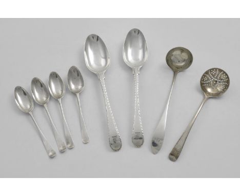 A SET OF FOUR SCOTTISH PROVINCIAL TEA SPOONS Hanoverian pattern, initialled "AW", by Adam Graham of Glasgow, ( maker's mark o