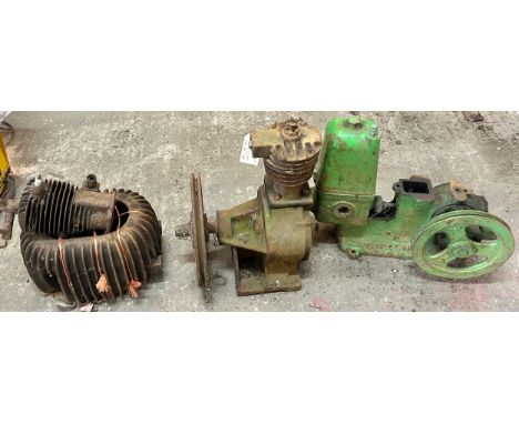 Vintage Lister water pump, belt driven compressor, head of lister engine, all untested 