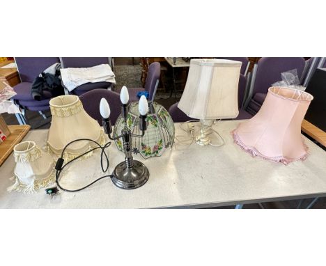Large selection of vintage and later lamps and lamp shades 