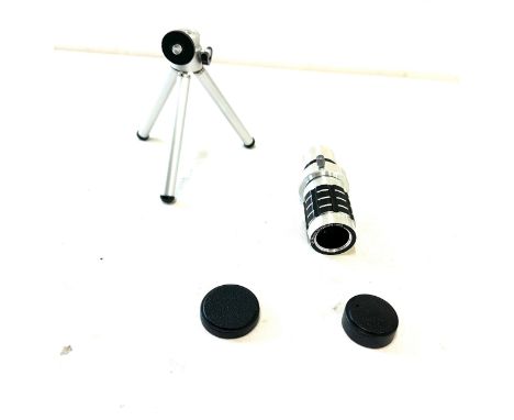 12x Mobile telephone lens and tripod stand, height approx 7inches