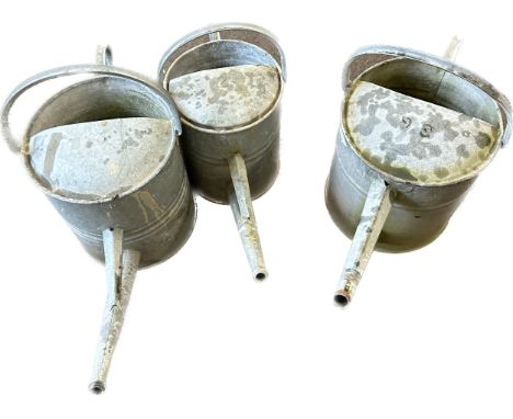 3 Vintage galvanised watering cans