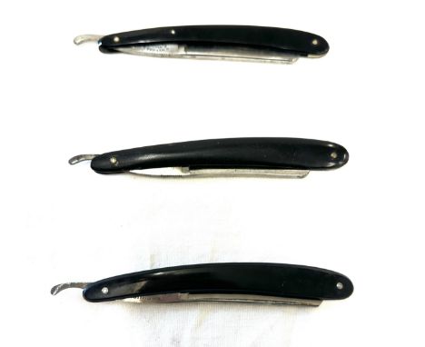 3 Vintage case cut throat razors includes Konus C.Myers etc