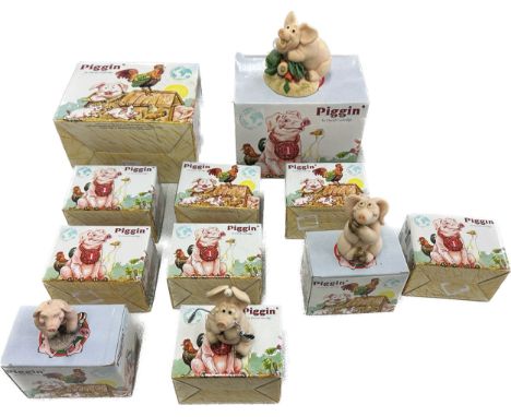 Selection of vintage Piggin by David Corbridge collectable pig figures 