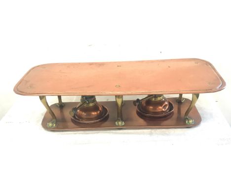 Vintage copper warmer measures approximately 21 inches 9.5 inches depth