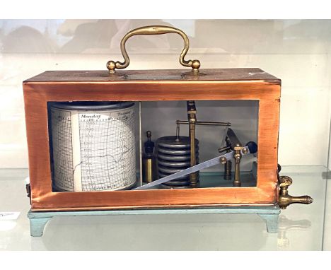 Vintage copper framed barograph, untested 