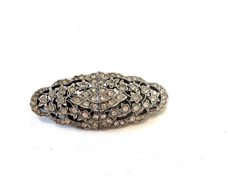 Vintage ladies stone set double clip brooch 