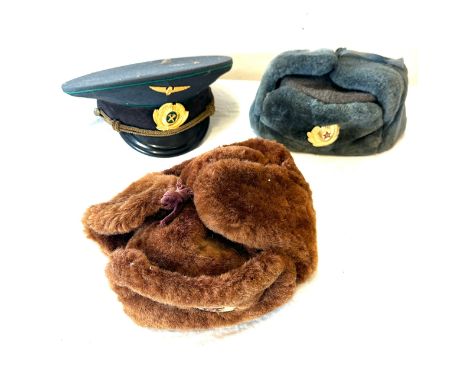 Selection of 3 vintage and later Russian hats
