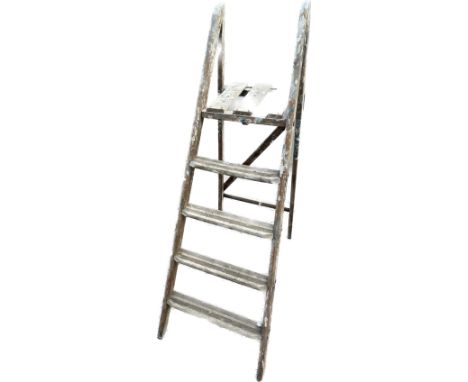 Set of vintage wooden step ladders 