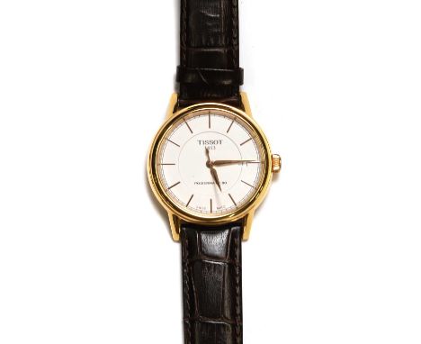 A Tissot Powermatic 80 automatic strap watch,  with a gold plated stainless steel 38mm diameter case, an open case back, whit