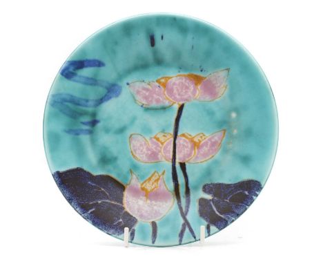 A Clarice Cliff 'Inspiration Lily' pattern plate c.1930, painted with stylised lilies, printed marks,20.5cm diameterCondition