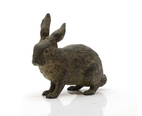 An Austrian cold painted bronze figure 20th century, probably by Franz Bergmann, of a rabbit,16cm longCondition ReportRubbing