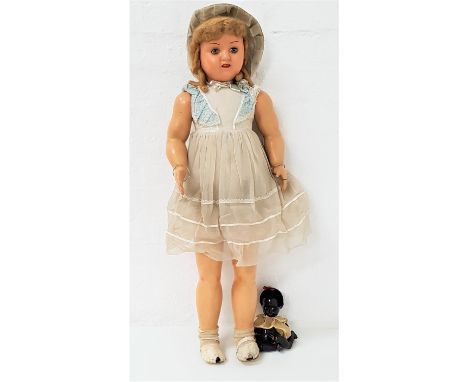 VINTAGE BRITISH CHILD'S DOLLwith sleeping eyes, blonde hair, jointed wood and composition limbs, 92cm high, together with a B