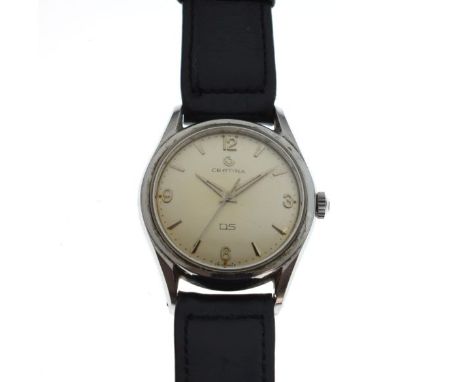 Certina - Gents manual wind wristwatch, champagne dial with Arabic quarters and centre seconds, baton hands, black leather st