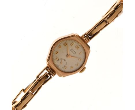 Rotary - Lady's 9ct gold 'Rotary Junior' wristwatch, Arabic dial with subsidiary 6, flexible bracelet, 16g approx gross   Con