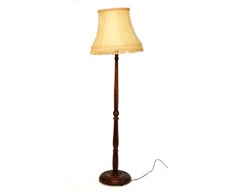 20th Century oak standard lamp with shade   Condition: 