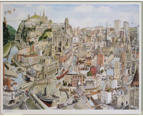 Martin Stuart Moore - Signed limited edition print - 'Memories of Bristol', 188/950, signed lower left, 40cm x 56cm, framed a