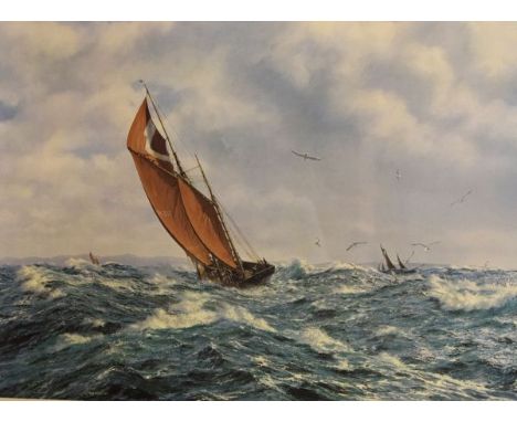 John Chancellor - Limited edition print,  'Thrashing Home in a South Westerly' (Provident - a Brixham Trawler), 597/850, publ