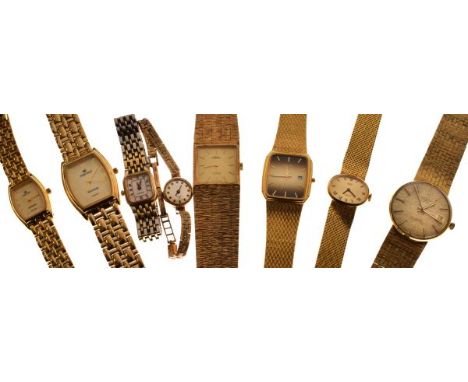 Group of assorted wristwatches to include; Rotary Automatic 25 jewels, champagne dial with baton markers and date at 3, flexi