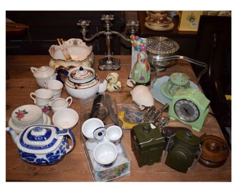 Group of ceramics and other collectables to include; Carlton Ware egg cup and pepperette, ceramic sash window pull and pulley