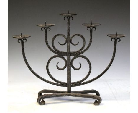 Blacksmith made wrought iron five branch candelabra   Condition: 
