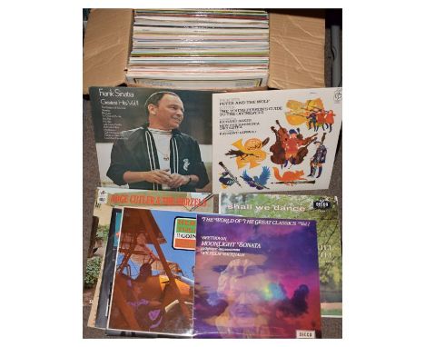 Two boxes of assorted records to include releases on Decca, HMV, etc   Condition: 