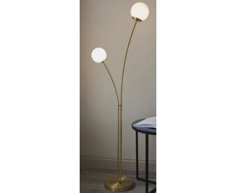 FLOOR LAMP, 158cm H with two white shades. 