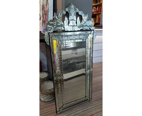 WALL MIRROR, 143cm H x 71cm W, Venetian style. 