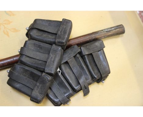 Two Second World War K-98 Leather Ammo Pouches, of standard production specification both stamped to reverse.