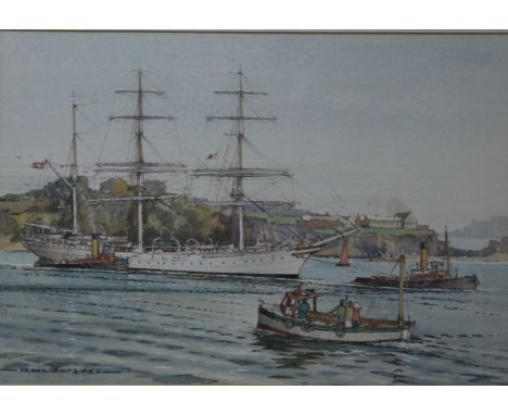 Frank Shipsides Coastal Scene off Drakes IslandWatercolour, label sub verso25 x 36cm, together with prints of Suspension Brid