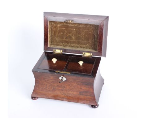 A Victorian rosewood tea caddy, with a rosewood sewing/jewellery box