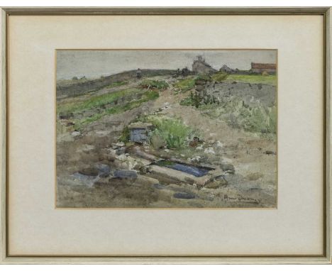 * ANNA DIXON RSW (SCOTTISH 1873 - 1959),A RURAL SCENEwatercolour on paper, signedimage size 27cm x 38cm, overall size 45cm x 