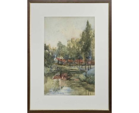 JOHN MUIRHEAD RSW (SCOTTISH 1863–1927),REFLECTIONSwatercolour on paper, signedimage size 56cm x 36cm, overall size 80cm x 60c