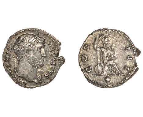 Roman Imperial Coinage, Hadrian, Denarius, 124-5, laureate bust right, drapery on far shoulder, rev. Virtus (or Roma) seated 