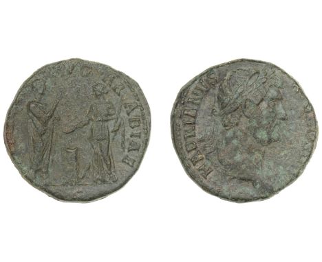 Roman Imperial Coinage, Hadrian, Sestertius, c. 134-8, laureate draped bust right, rev. Hadrian standing right holding scroll