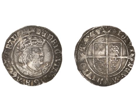 Henry VIII (1509-1547), Second coinage, Groat, Tower, mm. rose, bust D, saltires in fork ends, 2.72g/4h (Whitton i; N 1797; S