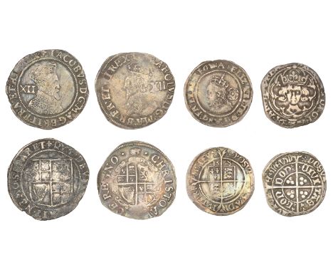 Henry VII, Facing Bust issue, Groat, class IIa, mm. cinquefoil, 2.81g/7h (S 2195); Elizabeth I, Third issue, Sixpence, 1568, 