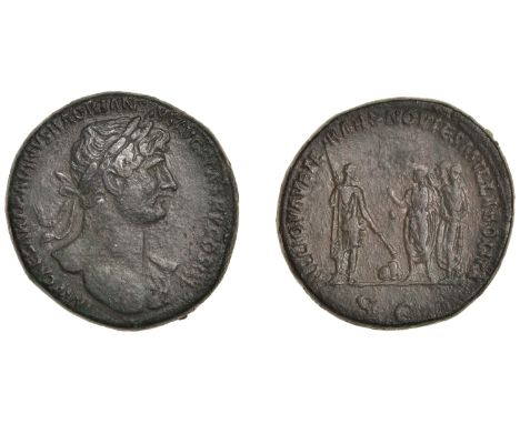 Roman Imperial Coinage, Hadrian, Sestertius, c. 120-2, laureate bust right, slight drapery on far shoulder, rev. reliqva vete