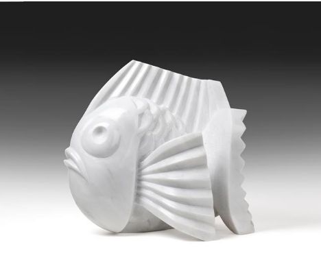 Darren Yeadon (b.1970) Fish Signed, Carrara marble, 31cm high  See illustration   Brought up by the sea in Whitby, Darren Yea