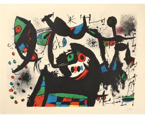 Joan Miró (1893-1983) Spanish Abstract Signed and numbered 59/75, lithograph, 63cm by 83cm  Artist's Resale Rights/Droit de S