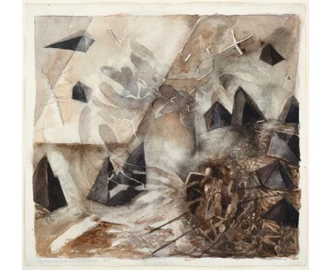 Norman Adams RA (1927-2005) ''A Boat Full of Frightened People'' Initialled, inscribed and dated (19)76, pencil and watercolo