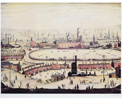 After Laurence Stephen Lowry RBA, RA (1887-1976) ''The Pond'' Signed, with the blindstamp for the Fine Art Trade Guild, from 