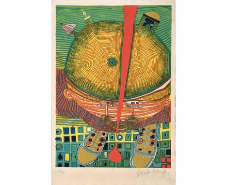 Friedensreich Hundertwasser (1928-2000) Austrian ''Der Knabe mit den grünen Haaren'',  Signed and numbered HC 33/50, lithogra